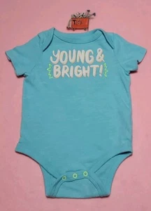 CAT AND JACK YOUNG AND BRIGHT BABY ONE PIECE 0-3 MONTHS SHORT SLEEVE TEAL - Picture 1 of 4