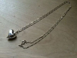 Collar colgante corazón modernista de plata de ley .925 - Imagen 1 de 9