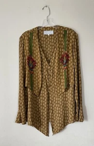 Vintage Dorothy Schoelen Platinum L Art To Wear Blouse Heart Buttons 90s Floral - Picture 1 of 16
