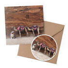 1 x Greeting Card & 10cm Sticker Set - Camels Lost City Petra #50438