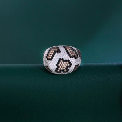 Silver Plated Cubic Zirconia Leopard Print Finger Rings Women Wedding Party Gift - Image 1 of 4