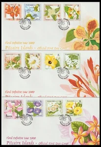 PITCAIRN ISLANDS 2000 FLORAL DEFINITIVE FDC TRIO TO $10 (VF) #2 - Picture 1 of 1