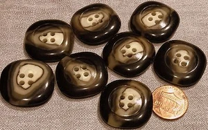 8 Large Square Dark Brown Plastic Sew-through Coat Buttons 1 1/8" 28mm # 8135 - Picture 1 of 1