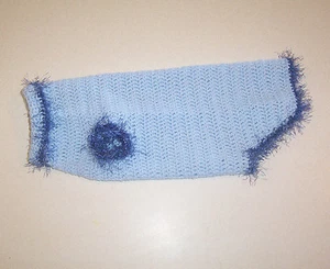 Hand Crochet Baby Blue Dog Sweater Medium Pet - Picture 1 of 3