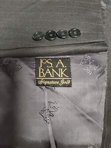 Jos. A. Bank Gold Signature Collection 100% Wool Gray Striped Suit 43L 
