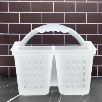 Carrito de ducha portátil pequeño de alta resistencia plástico escarchado baño oficina almacenamiento Foto 1 de 4