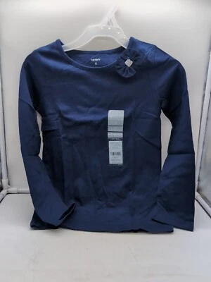 Carter's Girls Size 6 Long Sleeve Navy Blue Shirt With Bow - Image 1 of 4
