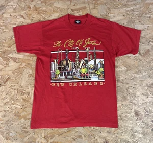 Screen Stars Vintage T Shirt Single Stitch New Orleans Jazz 1987 USA Red Large - Picture 1 of 5