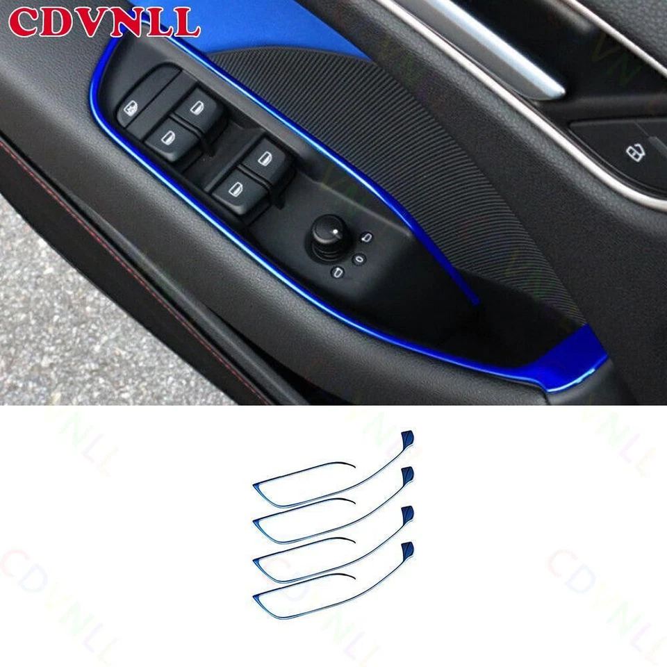 For Audi A3 S3 RS3 2015-2020 Blue Titanium Glass Window Switch Lock Strip Trim - Image 1 of 4