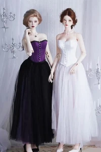 Vintage Corset Outfit Miniature Doll Clothes Skirt Set 1/6 1/4 1/3 Scale - Picture 1 of 14