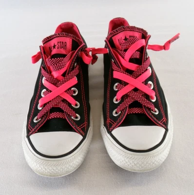 Converse All Star Women's Size 6 Shoes Black Neon Pink Low Casual Sneakers - Image 1 of 4