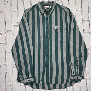 Vintage Brittania Single Stitch Button Down grau grün gestreiftes Hemd Herren Gr. XL - Bild 1 von 9