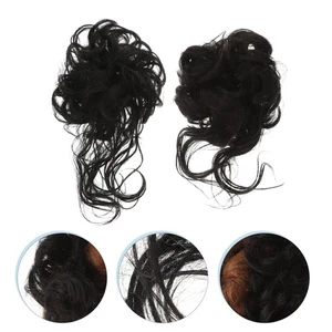 2 Pcs Hair Bun Extensions Curly Messy Bun High Temperature Silk Hairpiece - Picture 1 of 10