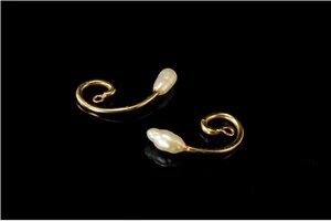 VINTAGE 14K GELBGOLD SÜSSWASSER PERLEN OHRRINGE JACKEN GLM - Bild 1 von 3