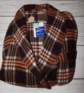 Vtg 40s 50s GENUINE BEACON BLANKET ROBE NEW ORIGINAL TAG Plaid Belt Unisex LARGE - Picture 1 of 4