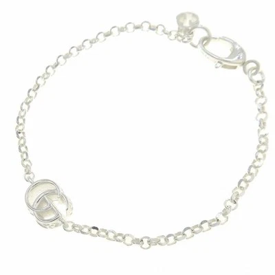 GUCCI Interlocking G GG Marmont Bracelet 7.1" Silver 925 Auth #05929 - Image 1 of 4