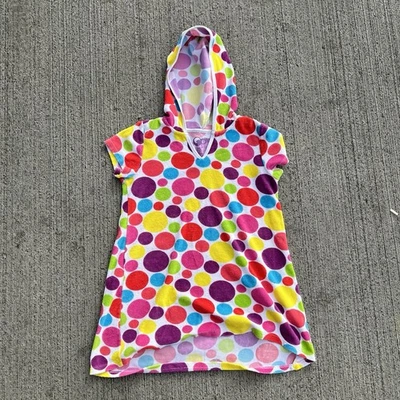 Ocean Pacific Op Infant girls hooded terry swim cover-up dress Sz 10-12 pokadot - Image 1 of 4