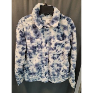TREASURE & BOND GIRLS WARM FLEECE JACKET BLUE/WHITE TYE-DYE STYLE B91 - Picture 1 of 4