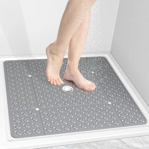 Square Shower Mat, 27"x 27" Extra Large Shower Mats for Inside Shower, TPE An... - Picture 1 of 7