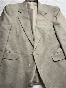 Mens Linen Blend Blazer Jacket 3-Button Tan US Material 42S preppy - Picture 1 of 15