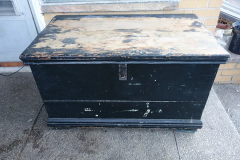 Antique Blanket Chest - Trunk Tool Box Milk Paint Cover