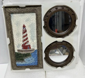 3 Pc Set Red Light House/Mirror Wall Decor - Picture 1 of 3