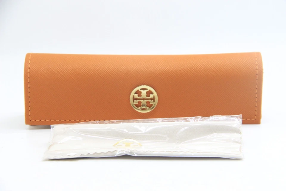 NUEVO ESTUCHE PARA GAFAS TORY BURCH NARANJA PEQUEÑO AUTÉNTICO CON TELA Foto 1 de 2