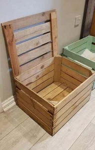 LOG BASKET WITH LID / FIRE WOOD STORAGE / FIREPLACE KINDLING BOX - Picture 1 of 12