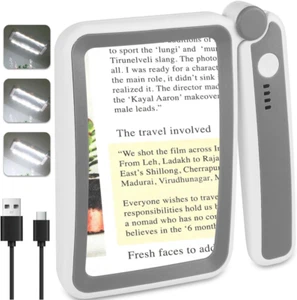 Rechargeable Magnifying Glass with Light for Reading, 5X Large Page Magnifier wi - Picture 1 of 7