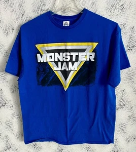 Monster Jam T Shirt Size XLarge Cotton Short Sleeve Royal Blue Double Sided Logo - Picture 1 of 3