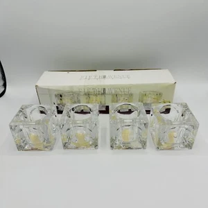 Fifth Avenue Crystal Faceted Square Votives Set Of 4 Crystal Clear Cube With Box - Picture 1 of 13
