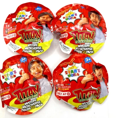  Lote de 4 bonecos Ryan's World micro mistério bolsas cegas Titan Universe - Imagem 1 de 3