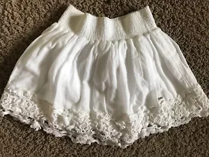 Girls L ABERCROMBIE WHITE Mini FULL SKIRT Lace Lined Hanky-Weight Cotton - Picture 1 of 5