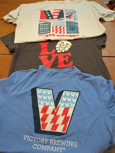 SALE! 3 Victory Brewing Company T-Shirts LOVE BEER ALE LAGER RESIST - Picture 1 of 12