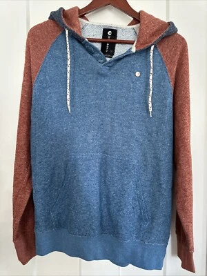 Moletom com capuz Billabong pequeno S tricolor cordão bolso azul vermelho urze - Imagem 1 de 4