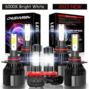 9005+9006+H11 LED Combo Headlight Fog Light Kit High Low Beam Bulb 6000K White - Picture 1 of 13