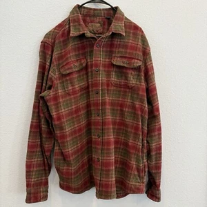 Camisa de Franela Orvis Para Hombres XL Borgoña Verde Tostado Bolsillos a Cuadros Manga Larga - Imagen 1 de 6