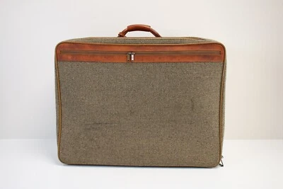 Vintage Hartmann belted leather and tweed large rolling suitcase - Image 1 of 4