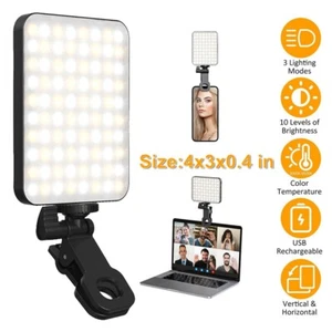 240LM Selfie Light with Front Back Phone Clip 80 LED 3 Light Modes Rechargeable - Picture 1 of 15