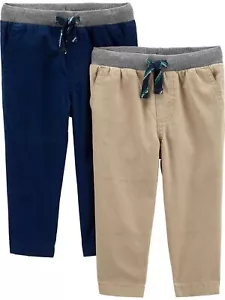 Baby Boys' 2-Pack Pull On Pant Light Khaki Brown/Navy 3T - Picture 1 of 4