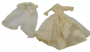 Vintage 60er Barbie Brautkleid mit Schleier Langarm - Bild 1 von 6