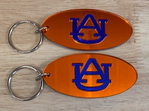 Auburn Tigers Acrylic Keychain NCAA Team Color Logo mirror Key Ring ring lot of2 - Picture 1 of 5