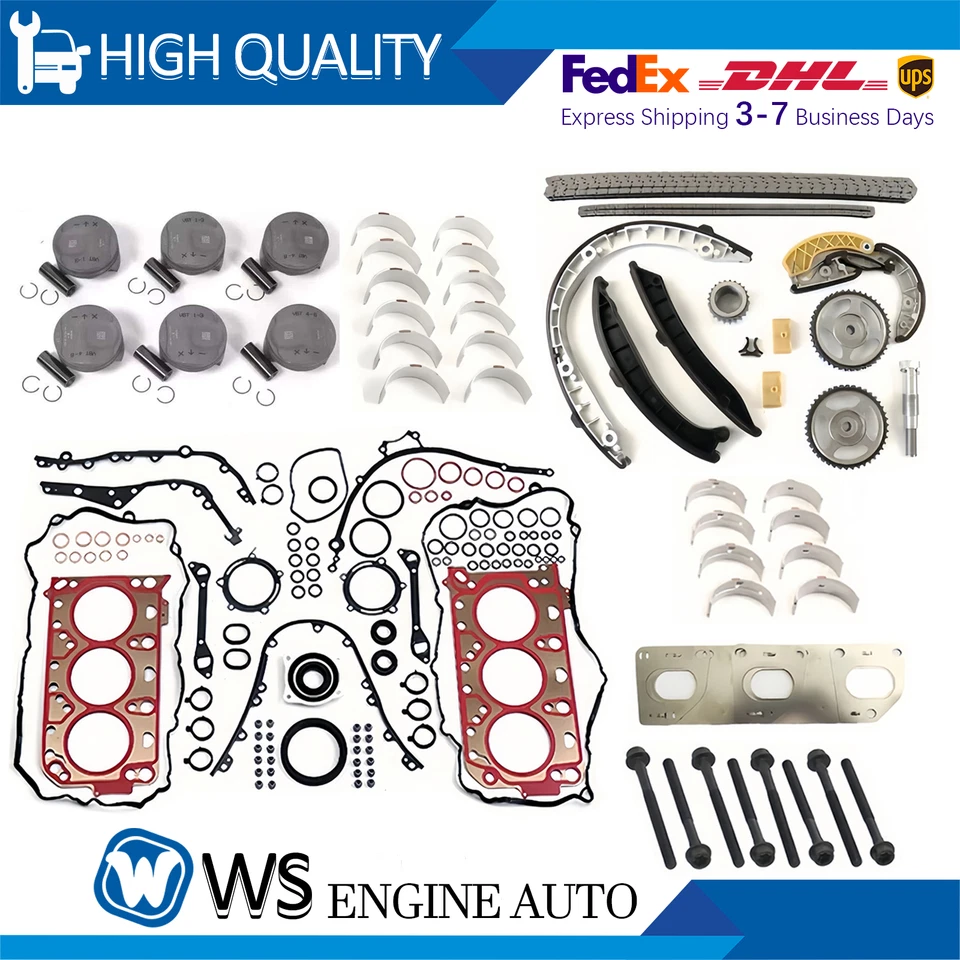 Head Gasket Set Piston Timing Chain For Porsche Panamera Macan 3.0L V6 2013-2020 - Image 1 of 4