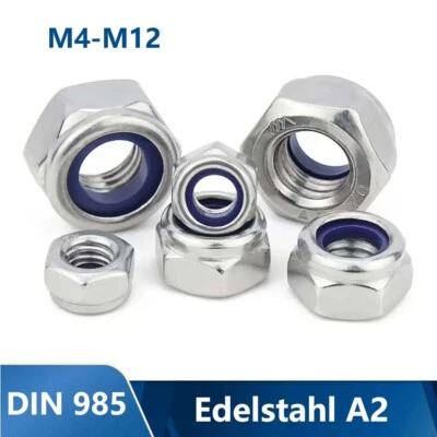 Linksgewinde Stopmuttern Sicherungsmutter Selbstsichernde Muttern M4-M12 DIN 985 - Bild 1 von 4