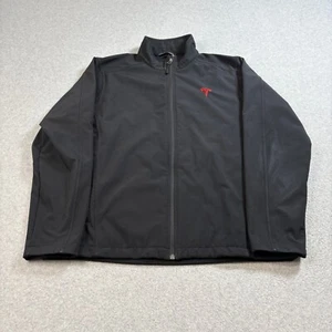 Tesla Jacket Men L Black Spellout Red Logo Employee Full Zip Elon Musk Space X - Picture 1 of 8