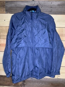 VINTAGE WOOLRICH TETON STOWAWAY RAIN JACKET Womens Large Navy Blue - Picture 1 of 10