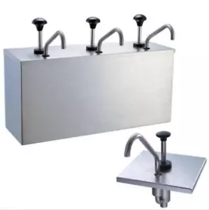 3 Bucket Sauce Dispenser Pump Squeeze Condiment Dispensing Stainless Steel S - Picture 1 of 6