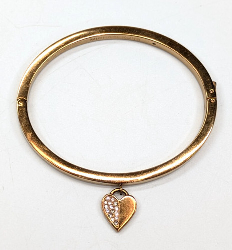 Bracciale Michael Kors Cerniera Tono Oro Rosa Cerniera Cuore Charm Strass