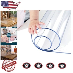 Stylish & Durable 54x54 Clear PVC Tablecloth - Protects Wood & Glass Furniture - Picture 1 of 10