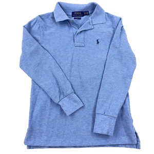 Ralph Lauren Polo Shirt Boys Small Blue Long Sleeve Classic Fit Rugby Youth Mesh - Picture 1 of 11